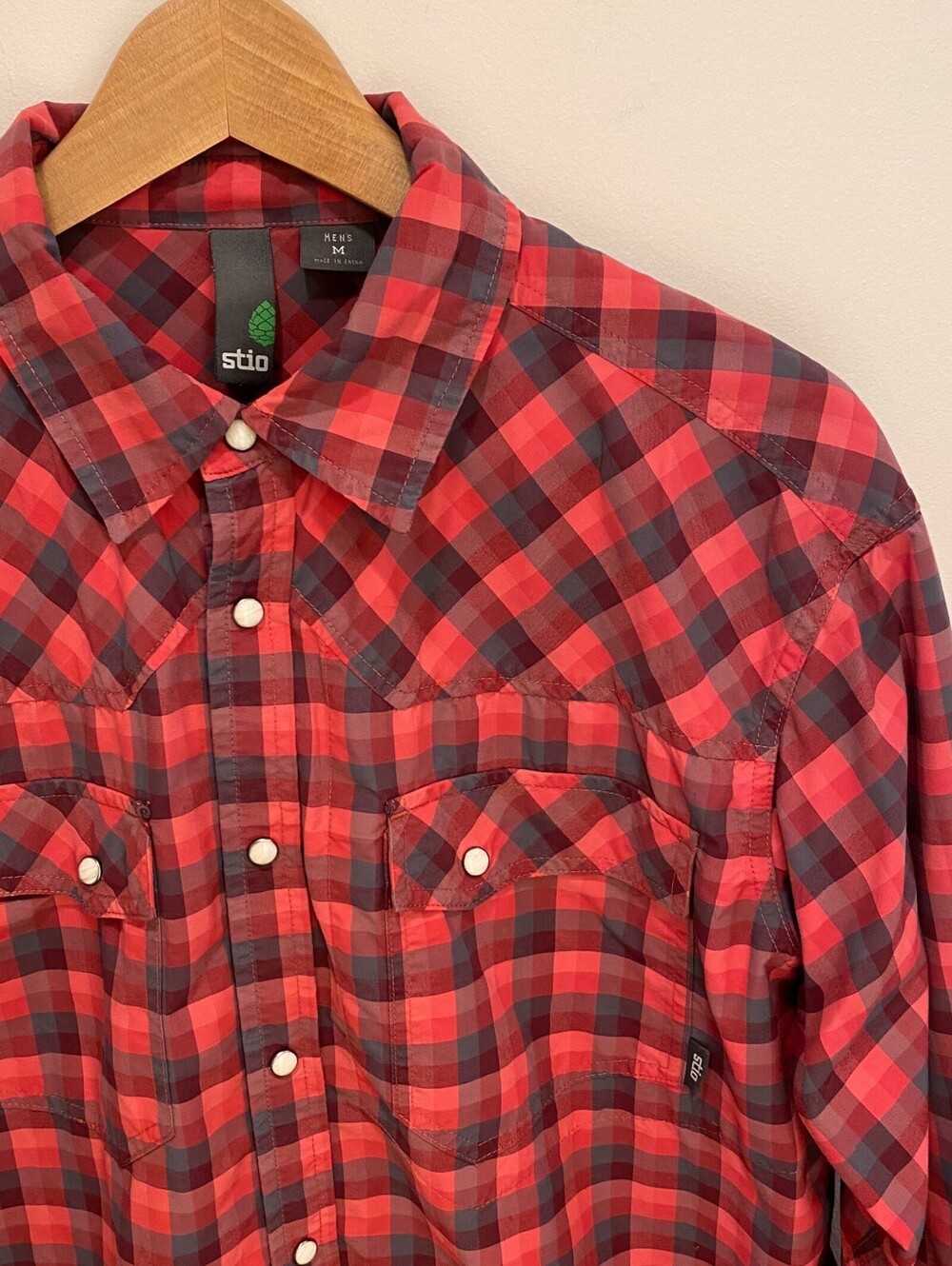 Stio Red and Black Plaid Western-Style Button-Down Shirt